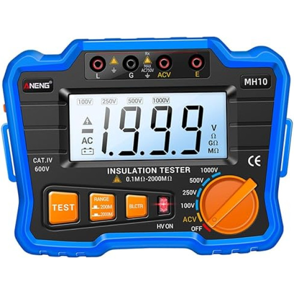 Hohopeti 1 Satz digitale spannungsprüfer spannungstester kabeltester elektrischer tester voltage tester LCD-Isolationswiderstandstester digitales Megaohmmeter elektronisch Blue