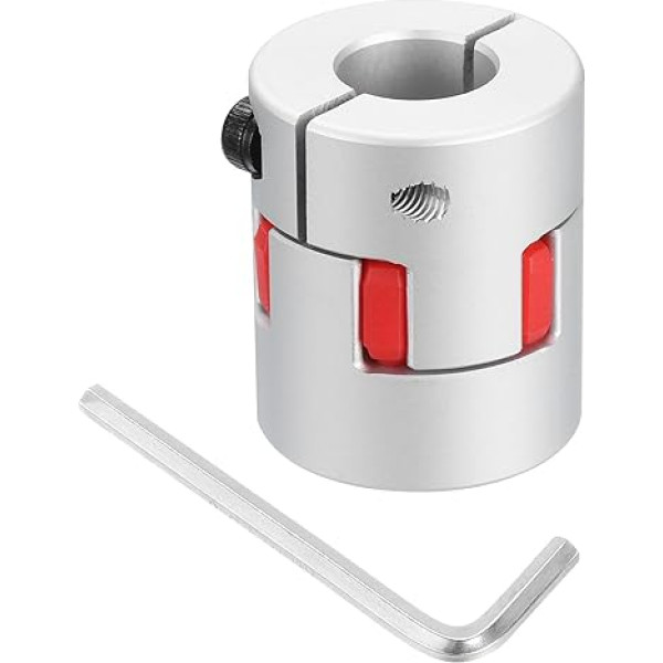 D30 L35 12 mm bis 14 mm elastīga Pflaumen-Schaftkupplung, Aluminium-Motoranschluss, elastīga Spinnenkupplung für 3D-Drucker, CNC-Maschine und Servo-Schrittmotor (silberfarben/rot)