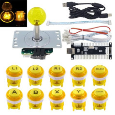 SJ@JX Arkādes spēļu LED DIY komplekts Mehāniskā tastatūras slēdža Arcade LED poga LED Joystick kontrolieris Nulles kavēšanās USB kodētājs PC MAME Retropie Jamma Yellow