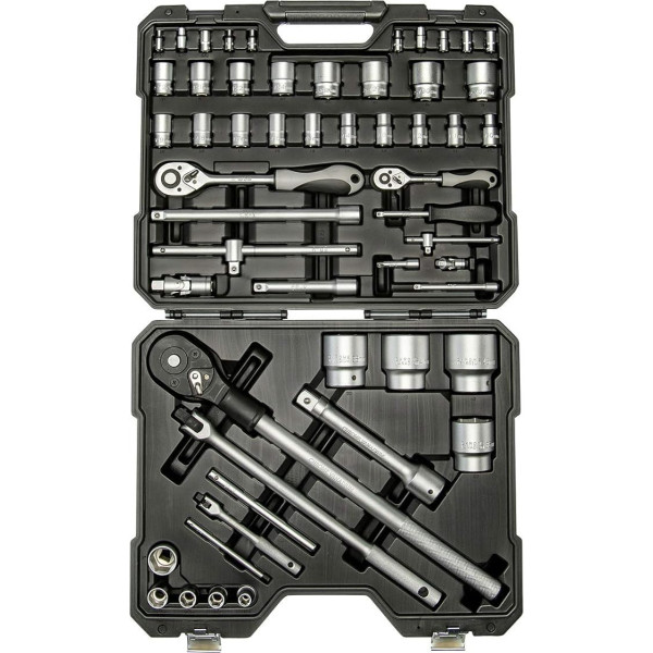 Uzgriežņu atslēgu komplekts 1/4 + 1/2 + 3/4 collas, kas piepildīts ar sprūdratiem un sešstūrainiem ieliktņiem Profesionāla instrumentu kaste Auto instrumentu skrūvgriežu komplekts Nr. 3980 Giant WGB