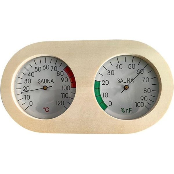 Holzsauna Thermo-Hygrometer, 2-in-1 Thermometer und Hygrometer R, Sauna Holzthermometer Sauna Temperatur Luftfeuchtigkeitsmesser, 235 x 130 mm