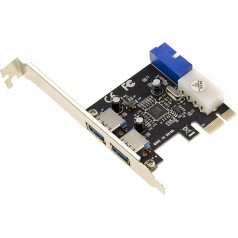 KALEA-INFORMATIQUE PCIe uz USB 3.0 kontroliera karte ar 4 5G pieslēgvietām: 2 ārējie un 2 iekšējie (19 pin USB 3 Male) ar mikroshēmu, izmantojot VLI VL805