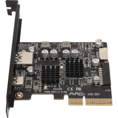 Bewinner PCIE to USB 3.2 Gen 2 paplašināšanas karte, 10 Gbps PCIE USB A un USB C karte, zeltīta PCI Express USB karte galddatoriem, E tipa 19/20PIN priekšējā kontrollera karte