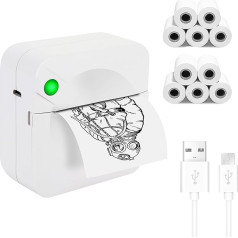 Jooheli Mini printeris, portatīvais mini fotoprinteris, mobilais fotoprinteris, fotoprinteris viedtālrunim, ar 10 ruļļiem drukas papīra, Bluetooth printeris, saderīgs ar Android un iOS sistēmu žurnālam,