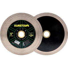 KURSTOL dimanta griešanas disks - 2 gabali 5 collas/125 mm divfunkcionāls dimanta griešanas disks, eņģeļu slīpmašīnas asmens arbor 7/8 collas - 5/8 collas keramikas flīžu, porcelāna, granīta griešanai un slīpēšanai,