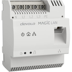 devolo Magic 2 LAN DINrail Адаптер Powerline DIN Rail, до 2 400 Мбит/с, Интернет из распределительной коробки, профессиональная домашняя сеть, серый