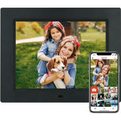 Gsituk Digital Picture Frame WiFi, 8,7 collu skārienjūtīgā ekrāna automātiskais elektroniskais fotorāmis ar 16 GB atmiņu, atbalsta USB/SD dāvanu foto/mūzikas/video/kalendāra/alarmam/uzliekams pie sienas