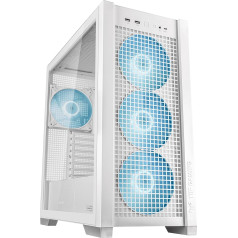 ASUS TUF Gaming GT302 ARGB White Mid-Tower ATX korpuss (4 x 140 x 28 mm ARGB ventilatori, nomaināmi sānu paneļi, atbalsta ATX pamatplates ar slēptām ligzdām, tīklveida priekšējais panelis, balts)