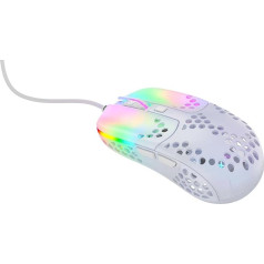 Xtrfy MZ1, īpaši viegla vadu spēļu pele, Pixart 3389 sensors, unikāla forma optimālam mērķim, regulējams RGB apgaismojums, White Rail Edition