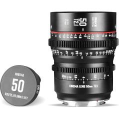 MEKE 50 mm T2.1 T2.1 Super 35 Prime manuālās fokusēšanas kino objektīvs EF-mount kamerām, saderīgs ar Canon C200 C300 II, RED Komodo, BMPCC 6K, Z CAM E2-S6 BMPCC 6K Pro