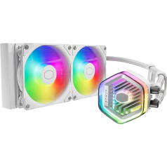 Cooler Master Master MasterLiquid Atmos 240 White CPU ūdens dzesētājs - AIO ūdens dzesēšana, divu kameru sūknis, iepriekš uzstādīti Sickleflow 120 Edge ventilatori, adresējams Gen 2 RGB, LGA1700 un AM5 - balts