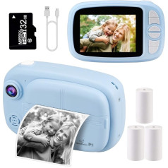 GlobalCrown Instant Camera bērniem, digitālais fotoaparāts Bērnu fotoaparāts Camera dāvanas 3-12 gadus veciem zēniem, meitenēm (ieskaitot 4 ruļļus drukas papīra un 32 GB karti)