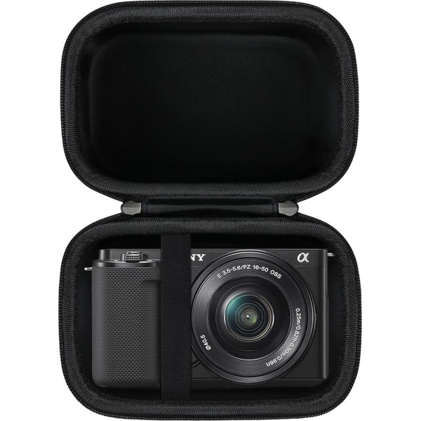 BOVKE Travel Carry Case saderīgs ar Sony Alpha ZV-E10 un APS-C bezspoguļa digitālo videokameru ar 16-50 mm maināmu objektīvu, melns