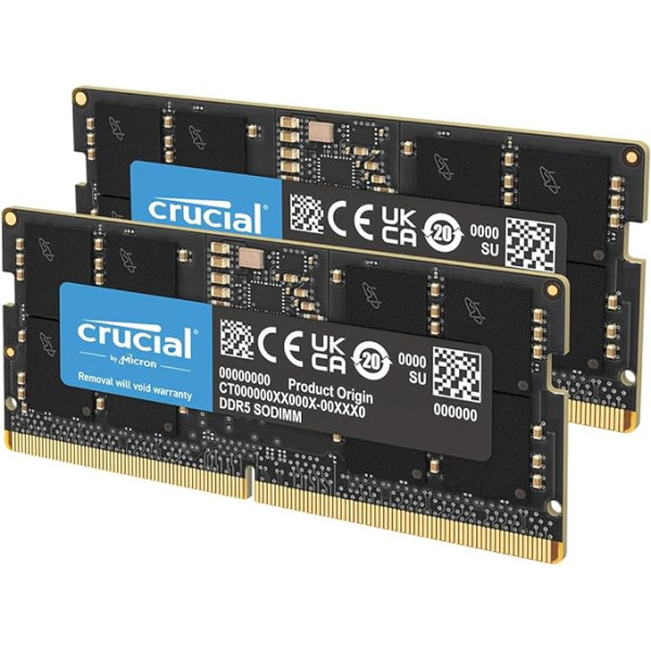 Crucial RAM 32GB komplekts (2x16GB) DDR5 5600MHz (vai 5200MHz, vai 4800MHz) DDR5 atmiņas portatīvajiem datoriem CT2K16G56C46S5