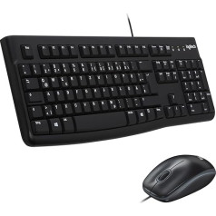 Logitech MK120 Vadu tastatūras peles komplekts, optiskā pele, USB ports, PC / klēpjdators, vācu QWERTY izkārtojums - melns