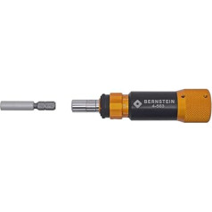 BERNSTEIN Mini-Drehmoment-Schraubendreher 0.05 BIS 0.6 NM Für 1/4 Zoll + C4 Bits | 6kt. Schaft 1/4 Zoll (6,35 mm), Schaft Länge 15 mm, Ø 10 mm | Inkl. Bitu adapteris 1/4 Zoll auf 4 mm