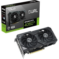 ASUS Dual GeForce RTX 4060 Ti OC Edition 8 GB GDDR6 spēļu grafiskā karte, melna (NVIDIA GeForce RTX4060Ti DLSS 3, PCIe 4.0, 1 x HDMI 2.1, 3 x DisplayPort 1.4a, DUAL-RTX4060TI-O8G)