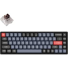 Keychron K6 Pro bezvadu pielāgota mehāniskā tastatūra, QMK programmējama makro tastatūra, karsti maināms Keychron K Pro brūns slēdzis, 65% ASV izkārtojums, alumīnija RGB aizmugurgaismota spēļu tastatūra