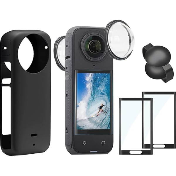 Geaanen Saderīgs ar Insta360 X4 Aksesuāri, 2 ekrāna aizsargi, saderīgs ar Insta360 X4 Premium objektīva aizsardzība, saderīgs ar Insta360 X4 ekrāna aizsargs, iekļauts objektīva aizsargs 2 un