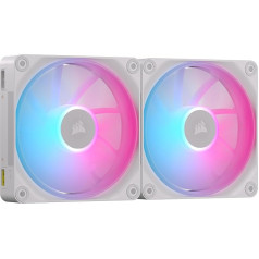 CORSAIR iCUE LINK LX140 RGB 140 mm PWM ventilatoru dubultpakete - divas gaismas cilpas - ietver iCUE LINK sistēmas centru - CORSAIR AirGuide tehnoloģija - balta krāsā