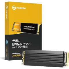 PHIXERO P7000Pro NVMe M.2 SSD, 4TB, PCIe 4.0 augstas veiktspējas spēļu SSD, 7000MB/s lasīšanas ātrums, saderīgs ar klēpjdatoriem, galddatoriem un PS5