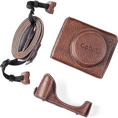 Rieibi G7X G7X II G7X III Vintage Leather Camera Case for Canon PowerShot G7 X/G7 X Mark II/G7 X Mark III DSLR Camera Protective Case with Strap, coffee, Camera case