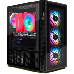 STGsivir - Spēļu galddators - Radeon RX 580 16 GB GDDR5, Intel Core i5-9400F līdz 4,1 GHz, 16 GB RAM, 1 TB SSD, 600M WiFi, BT 5.0, RGB ventilators x 4, W11H64 Spēļu datora tornis spēlētājiem un straumēšanai