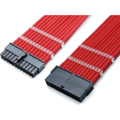 Shakmods ATX Motherboard Extension Cable 24 Pin 30cm with 2 Cable Combs Red