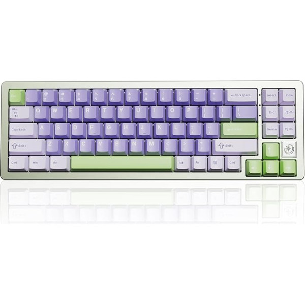 YUNZII AL71 68% mehāniskā tastatūra, pilnībā no alumīnija, CNC, karstā nomaiņas gredzens, 2,4GHz bezvadu BT5.0/USB-C vadu spēļu tastatūra, NKRO RGB, Win/Mac (zaļa, kristālbalts slēdzis)