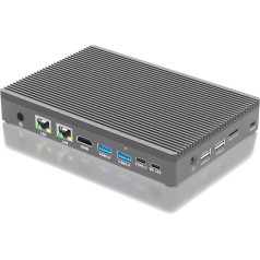 HEIGAOLAPC Mini PC Windows 11 Pro, Mini dators bez ventilatora, 12. Intel N100 (3,4 GHz), 16 GB, 256 GB eMMC, C tipa USB 3.2, Dual LAN 1000Mbps, 2.5G Ethernet, 4K 60Hz, WiFi BT 5.2, piemērots biznesam, mājai, birojam