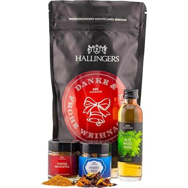 Hallingers Danke & Frohe Weihnachten - Ziemassvētku dāvanas Wonder Bag, gardēžu delikateses kā dāvanu grozs Ziemassvētkiem (komplekts) - dāvana vasarā un kā lieliska grilēšanas dāvana | New Home G