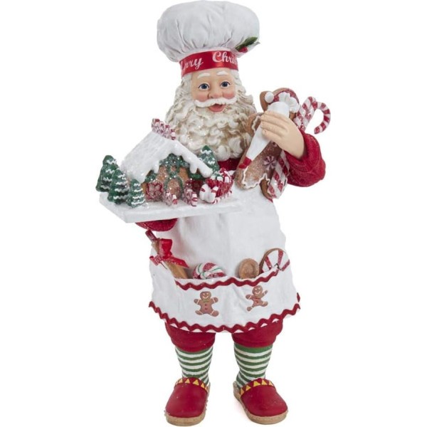 Kurt S. Adler 10,5 collu Fabriché Gingerbread Chef Santa Father Christmas, sveķu polivinilhlorīds, daudzkrāsains, 10,5 collas