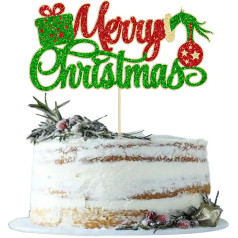 1 Packung Merry Christmas Cake Topper Glitter Weihnachtsgeschenke Kuchen Pick Dekorationen für Frohe Weihnachten Thema Happy New Year Urlaub Geburtstag Party Kuchen Dekorationen Supplies