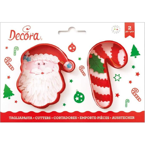 Decora 0255068 Plastmasas cepumu izgriezējs Ziemassvētku vecītis un cukura kociņš 2 gab.