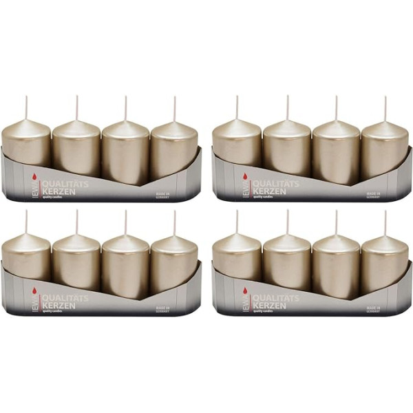 Pillar Candles Pearl Lacquered Pack of 16 (4 x 4 gab.) Izmērs Aptuveni 50 x 80 mm Adventes sveces Ziemassvētku sveces Pillar Candles