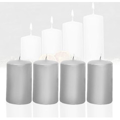 Candelo 4 sveču komplekts Ziemassvētku atmosfēras sveces - pelēkas - 4,8 cm x 8 cm - Ziemassvētku sveces Adventes vainags - Adventes sveces Ziemassvētku rotājums