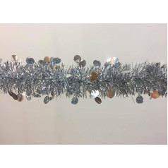 Dmora - Weihnachtsdekoration Ferpècle, Weihnachtsdekor, Weihnachtsornament, Festliche Dekoration, Made in Italy, 1000x8 h8 cm, Silber