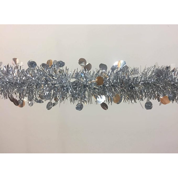 Dmora - Weihnachtsdekoration Ferpècle, Weihnachtsdekor, Weihnachtsornament, Festliche Dekoration, Made in Italy, 1000x8 h8 cm, Silber