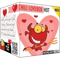 Schlump-Chili The Chili Lovebox Hot - smieklīgs dāvanu komplekts tavam mīļotajam draugam un draudzenei, vīriešiem un sievietēm Piemērots kāzu gadadienai, randiņam vai vienkārši tāpēc:)