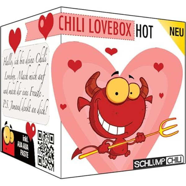 Schlump-Chili The Chili Lovebox Hot - smieklīgs dāvanu komplekts tavam mīļotajam draugam un draudzenei, vīriešiem un sievietēm Piemērots kāzu gadadienai, randiņam vai vienkārši tāpēc:)