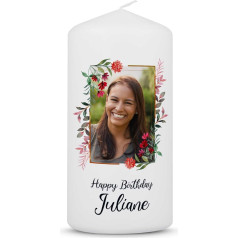 GRAVURZEILE Drukāta maza svecīte - Dzimšanas dienas svecīte Happy Birthday Photo - personalizēta ar vārdu un savu fotogrāfiju - Brilliant Printed Candle to Design Yourself - Colour: Rozā