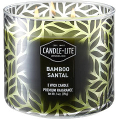 Candle-lite ® 3 daktu aromātiskā svece stiklā - Bambusa Santal (396 g) - svaiga bambusa smarža jūsu mājai - aromātiskā svece ar degšanas laiku līdz 45 stundām