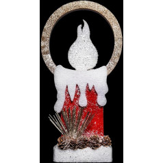 SHATCHI 31 cm Weihnachtskerze, beleuchtet, batteriebetrieben, Glitzerschaum, schneebedeckt, Tischdekoration, Rot