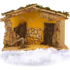 Avilia Weihnachtskrippe aus Holz 26 x 50 x 29 cm - Leere Krippe mit Tür zum Öffnen und komfortablem erhöhtem Boden - ideal für Weihnachtsdekorationen und tolle Geschenkidee - robust