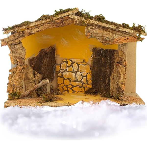 Avilia Weihnachtskrippe aus Holz 26 x 50 x 29 cm - Leere Krippe mit Tür zum Öffnen und komfortablem erhöhtem Boden - ideal für Weihnachtsdekorationen und tolle Geschenkidee - robust