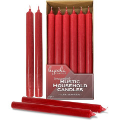 Hyoola 25 cm Taper Candles - Pack of 12 - Red - Unscented Table Candles - Candles Long Burning Time