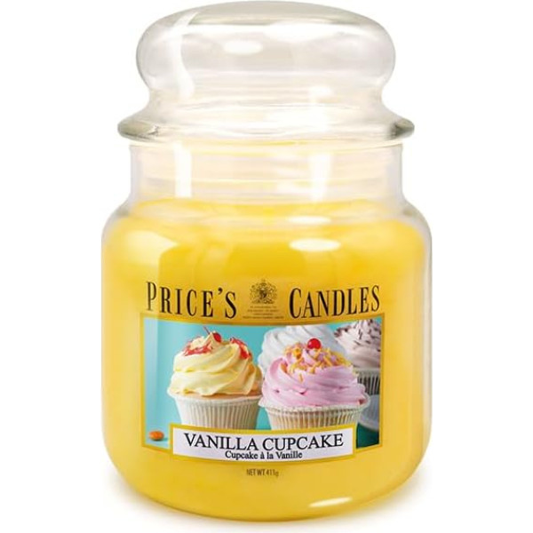 Price's - Vanilla Cupcake Medium Jar Candle - süßer, leckerer, hochwertiger Duft - Lang anhaltender Duft - Bis zu 90 Stunden Brenndauer