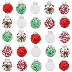 25 gabali Nesadalās Ziemassvētku eglīšu baubles 6cm Ziemassvētku eglīšu rotājumiem Ziemassvētku vainags Kāzu ballīšu rotājumi (sarkans, balts, zaļš)