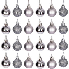 Ziemassvētku Baubles Shatterproof Medium Grey 30mm/24pcs Ziemassvētku eglīte Baubles Baubles Ornaments Balls Ziemassvētku rotājumi Ziemassvētku rotājumi Ziemassvētku rotājumi Shiny Matte Glitter