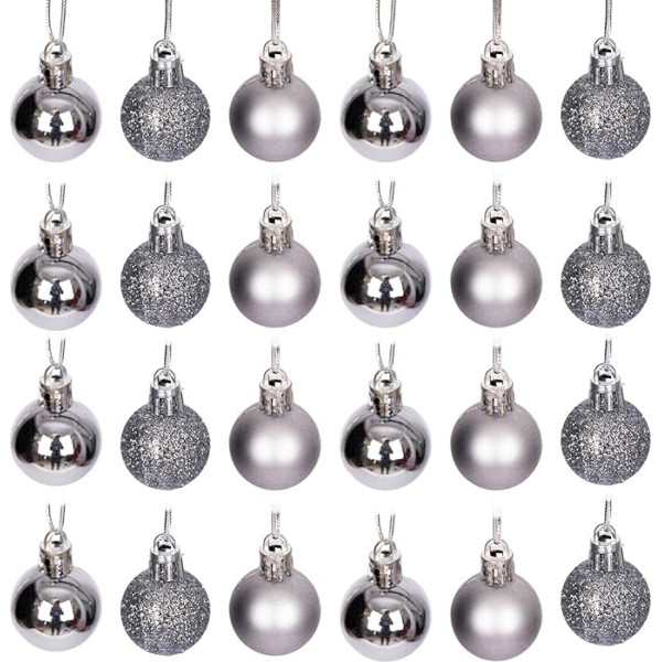 Ziemassvētku Baubles Shatterproof Medium Grey 30mm/24pcs Ziemassvētku eglīte Baubles Baubles Ornaments Balls Ziemassvētku rotājumi Ziemassvētku rotājumi Ziemassvētku rotājumi Shiny Matte Glitter